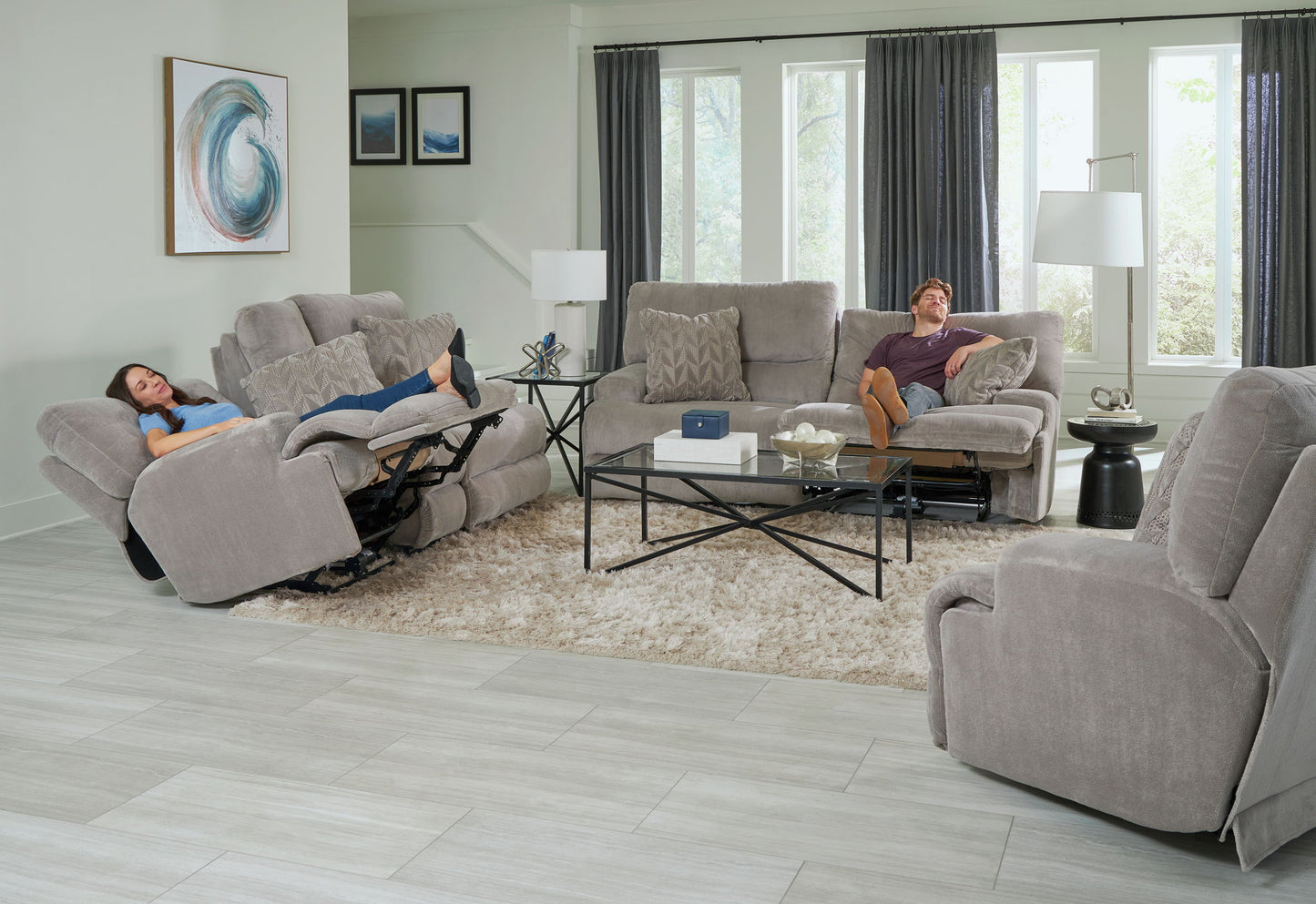 Renaldo - Power Sofa With Zero Gravity Recline - Stone - Hornell Furniture Outlet