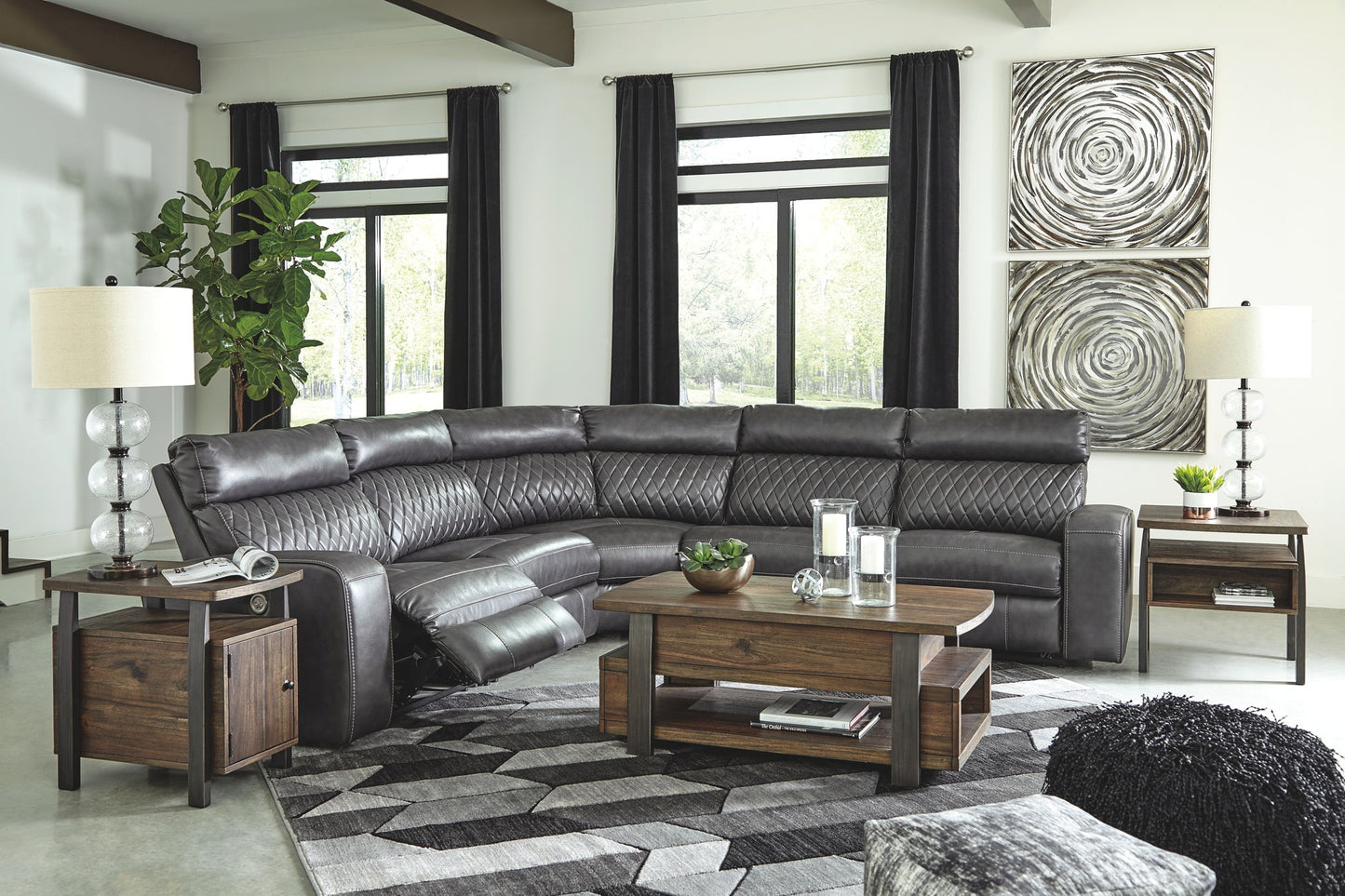 Samperstone - Power Reclining Sectional - Hornell Furniture Outlet