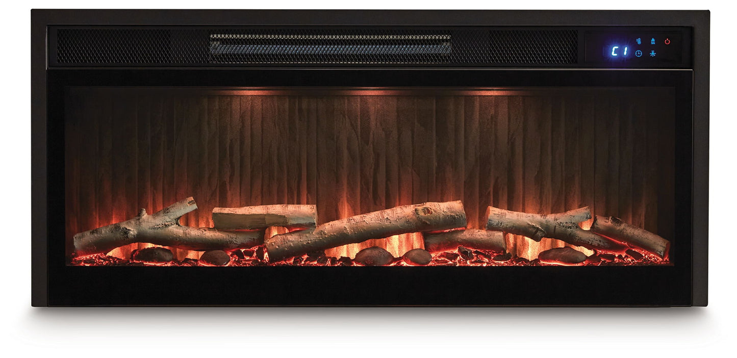 Entertainment Accessories - Black - Fireplace Insert With Faux Birch Log Set - Hornell Furniture Outlet