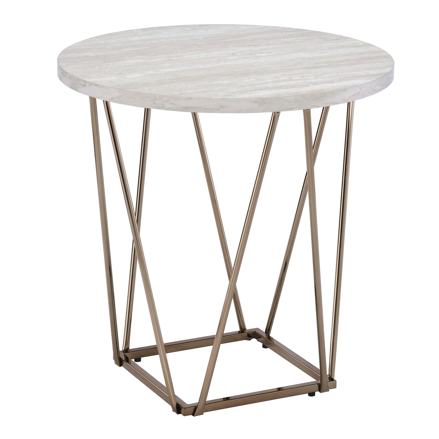 Rowyn - Faux Marble Top End Table - Gray - Hornell Furniture Outlet