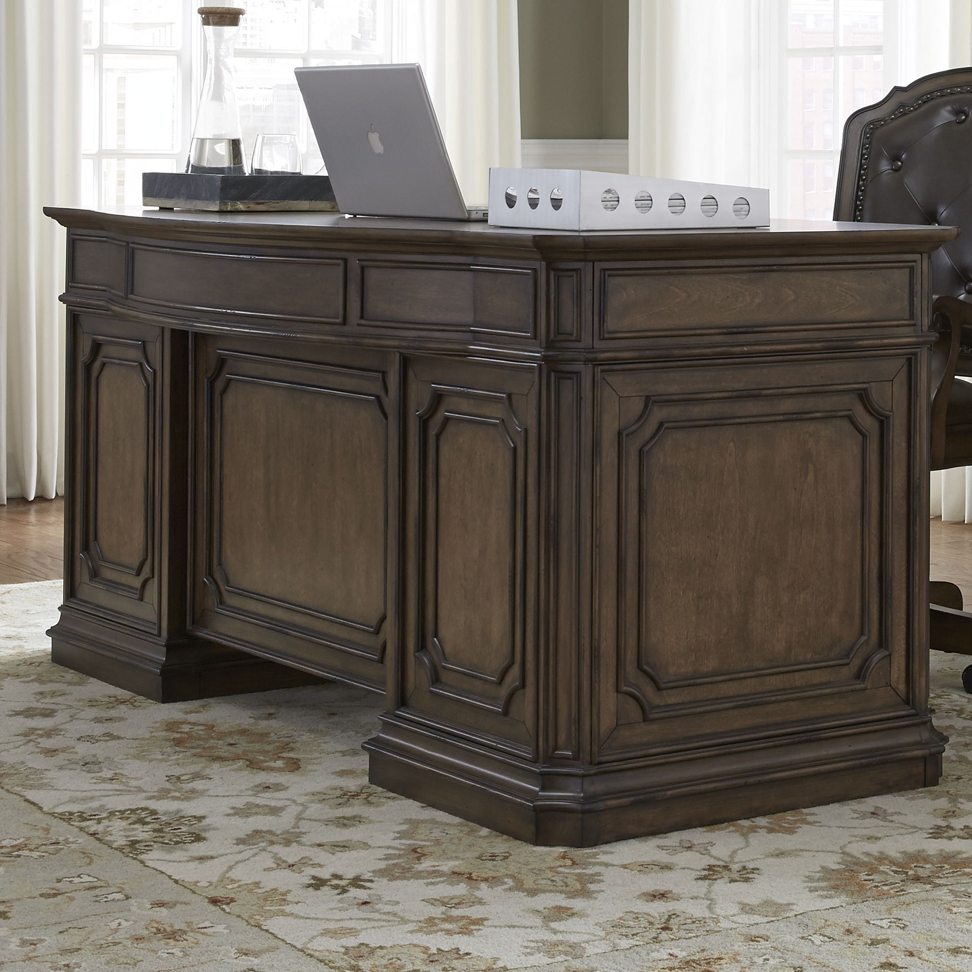Amelia - Jr Executive Desk - Dark Brown - Hornell Furniture Outlet