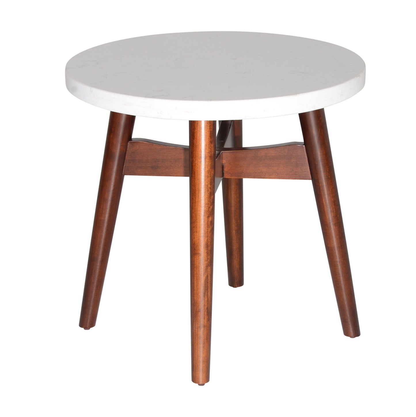 Serena - Silverstone Round End Table - White - Hornell Furniture Outlet