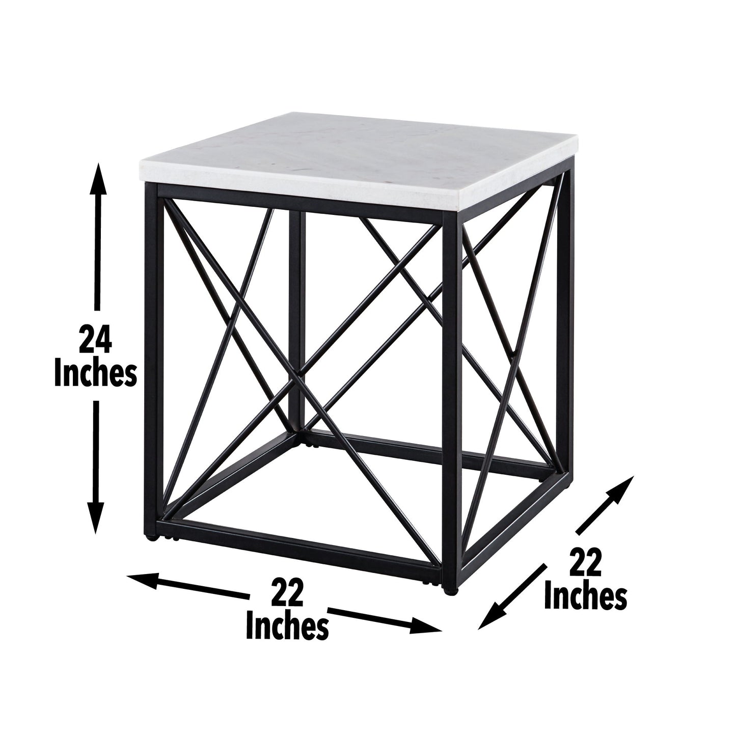 Skyler - Square End Table With Marble Top - White - Hornell Furniture Outlet