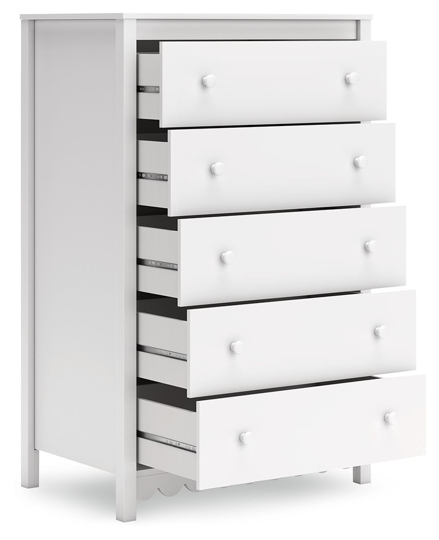 Hallityn - White - Five Drawer Chest - Hornell Furniture Outlet