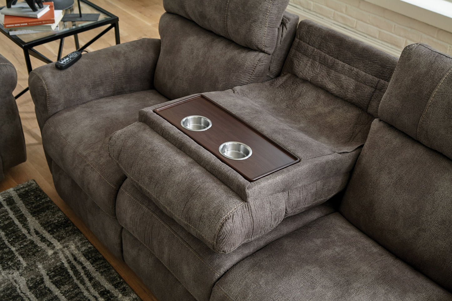 Tranquility - Power Headrest Power Lay Flat Reclining Sofa With DDT / CR3 Heat / Massage / Lumbar - Pewter - Hornell Furniture Outlet