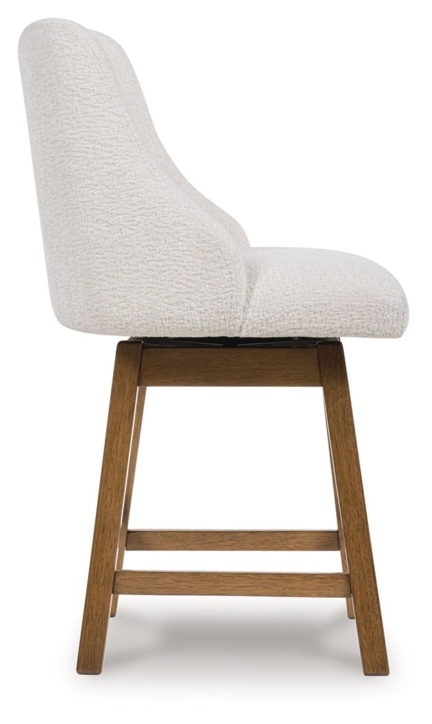 Cabalynn - Oatmeal / Light Brown - Upholstered Swivel Barstool (Set of 2) - Hornell Furniture Outlet