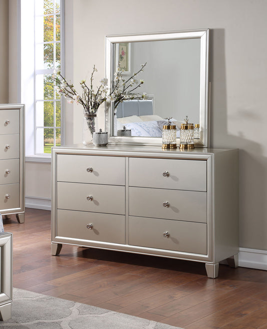 Omni - Dresser And Mirror - Pearl Silver - Hornell Furniture Outlet