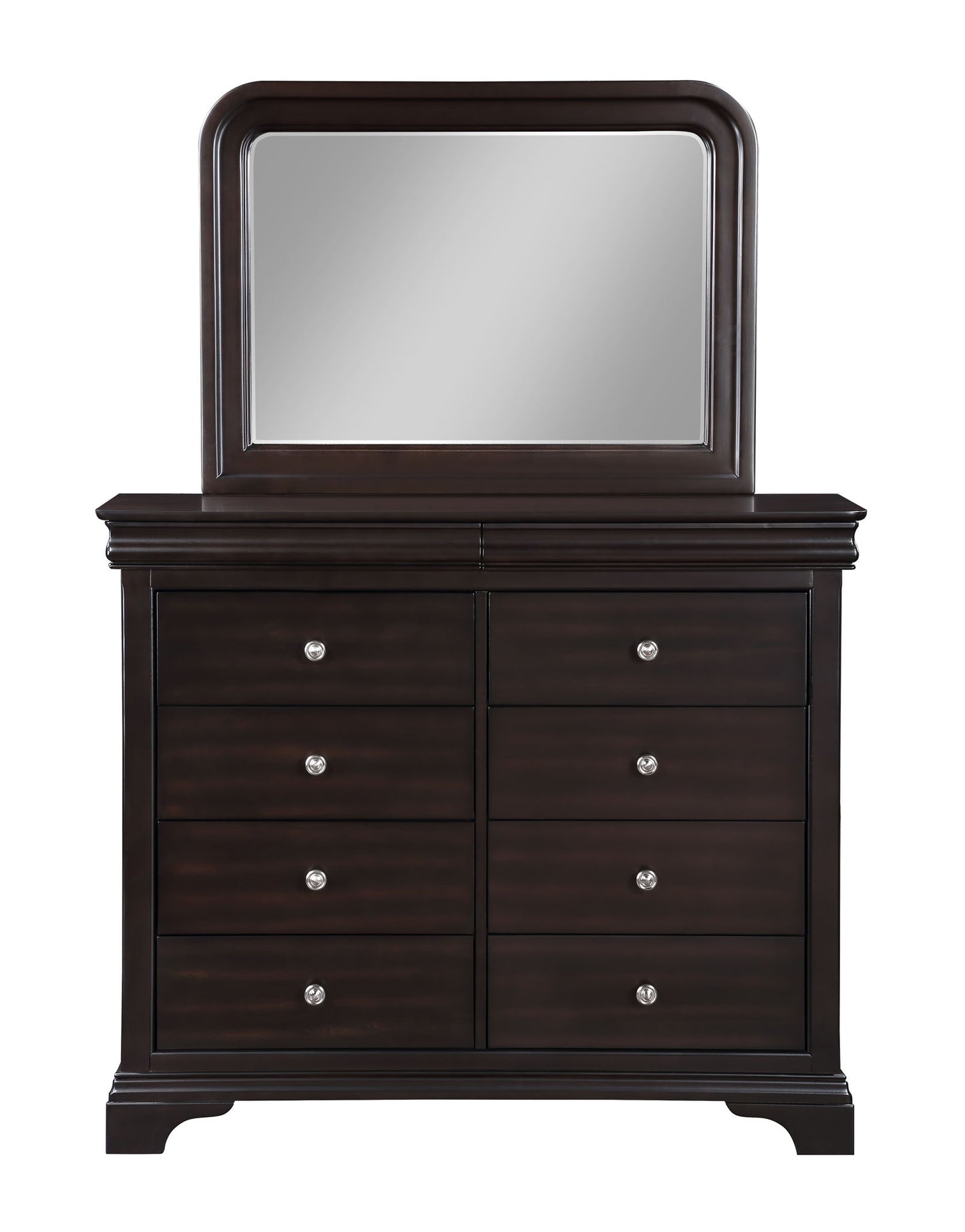Dominique - 2 Piece Dresser And Mirror - Dark Brown - Hornell Furniture Outlet