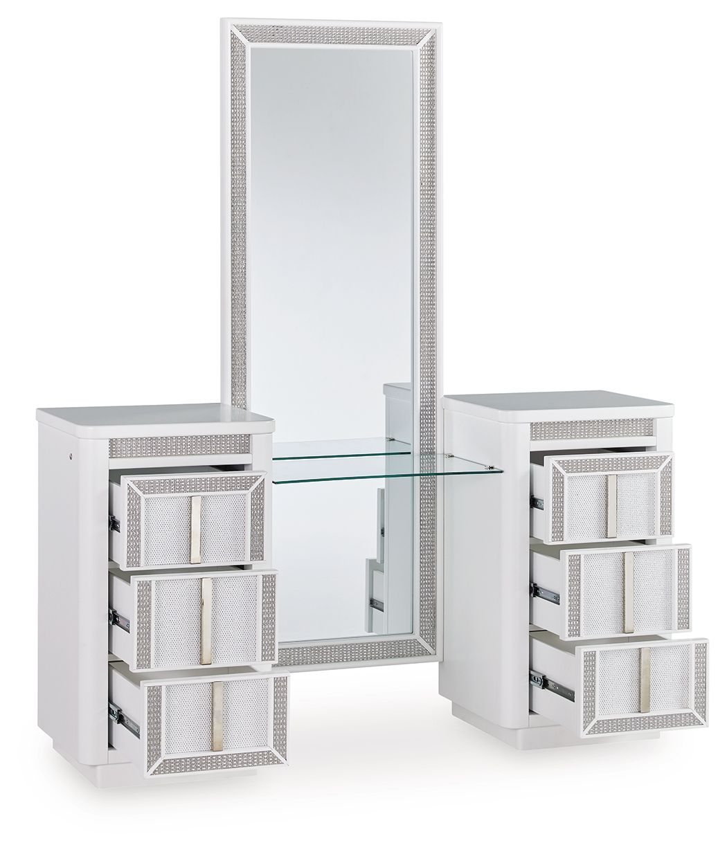 Chalanna - White - Vanity With Mirror - Hornell Furniture Outlet