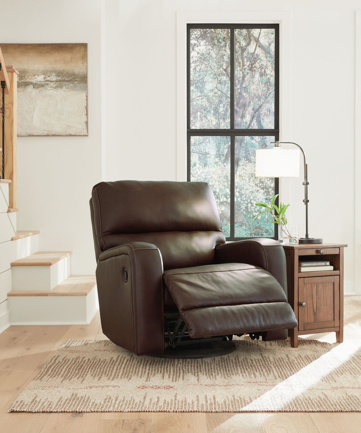 Emberla - Coffee - Swivel Glider Recliner - Hornell Furniture Outlet