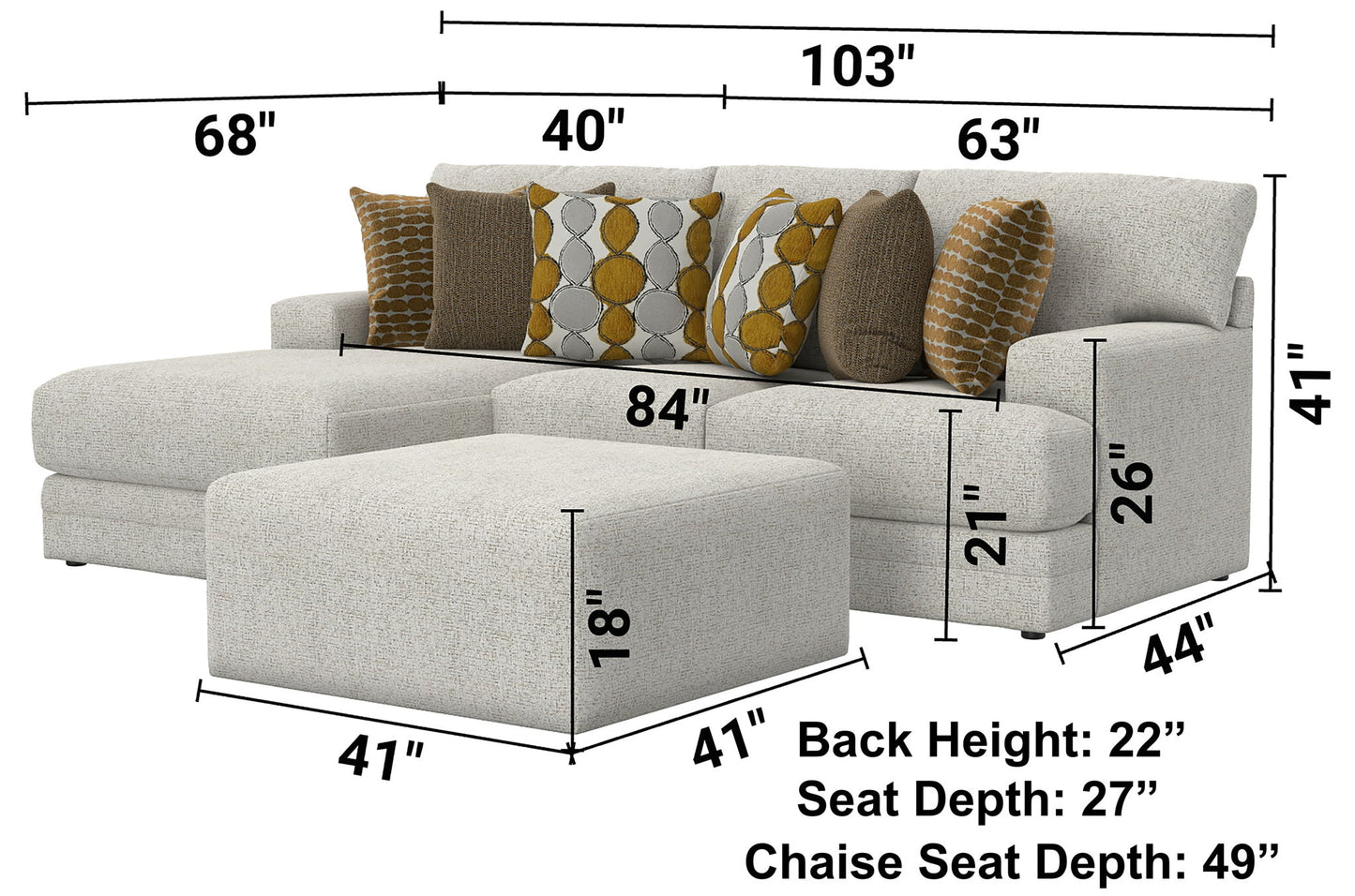 Tori - Sectional With Comfort Coil Seating, Cocktail Ottoman And Accent Pillows Included - Hornell Furniture Outlet