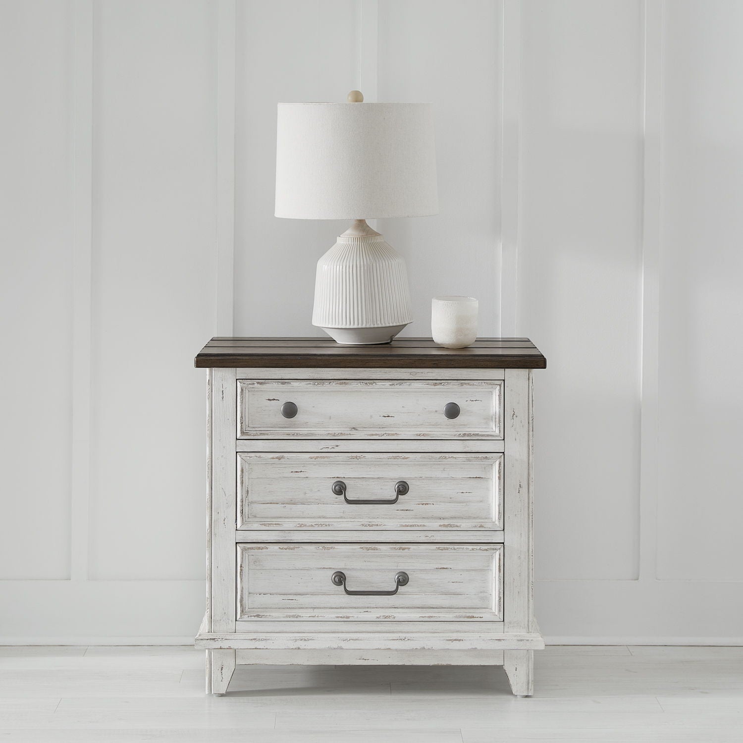 River Place - 3 Drawer Nightstand With Charging Station - White - Hornell Furniture Outlet