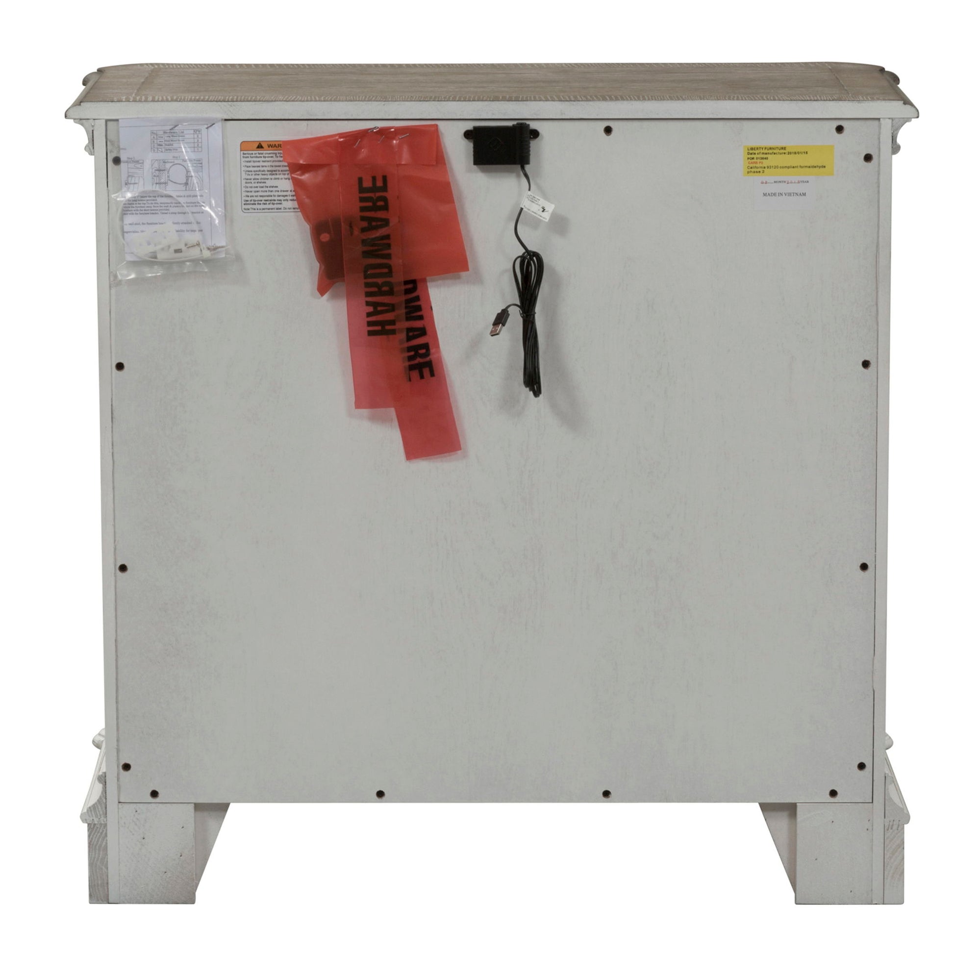 Magnolia Manor - 3 Drawer Bedside Chest With Charging Station - White - Hornell Furniture Outlet