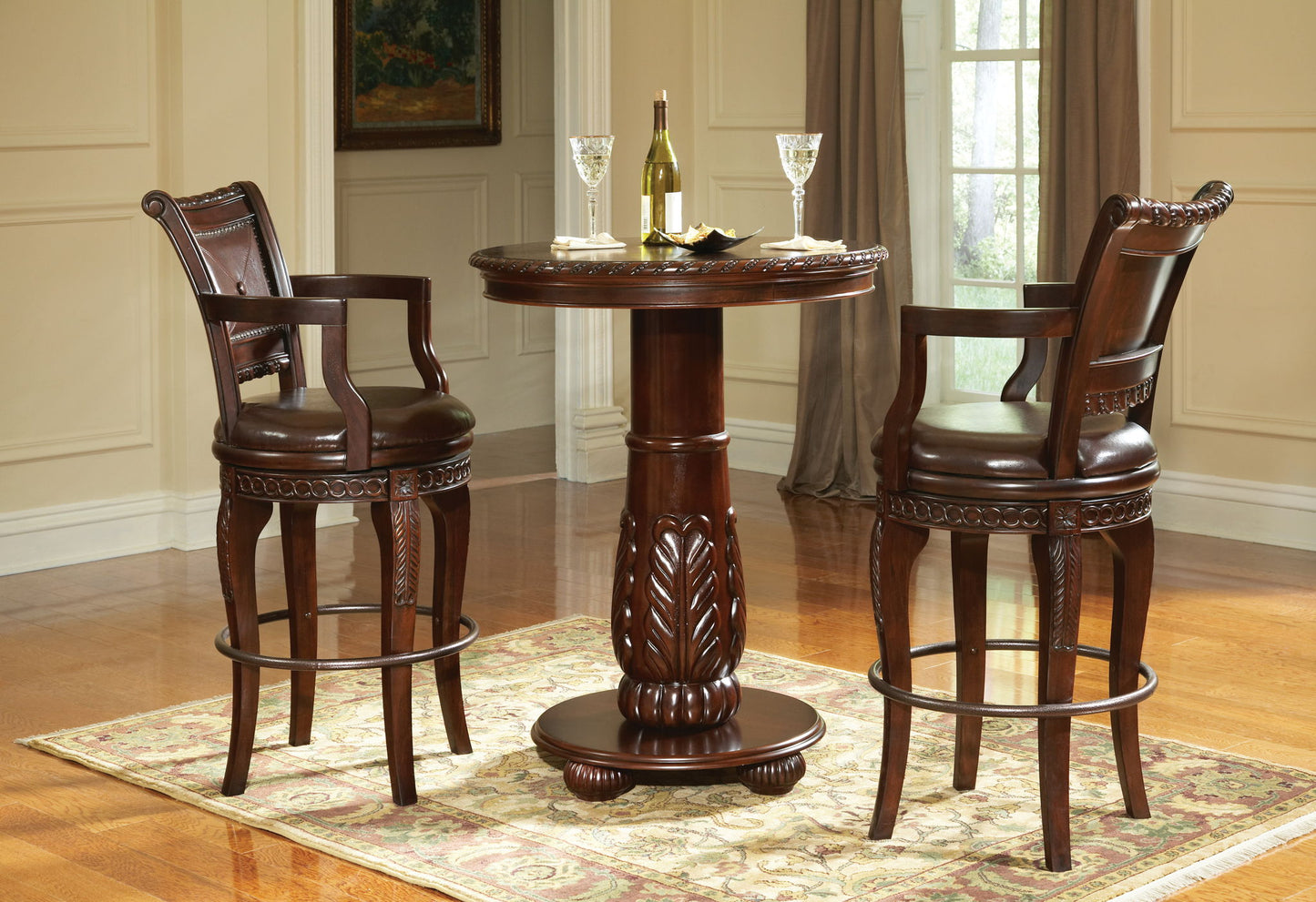 Antoinette - PU Swivel Bar Chair (Set of 2) - Dark Brown - Hornell Furniture Outlet