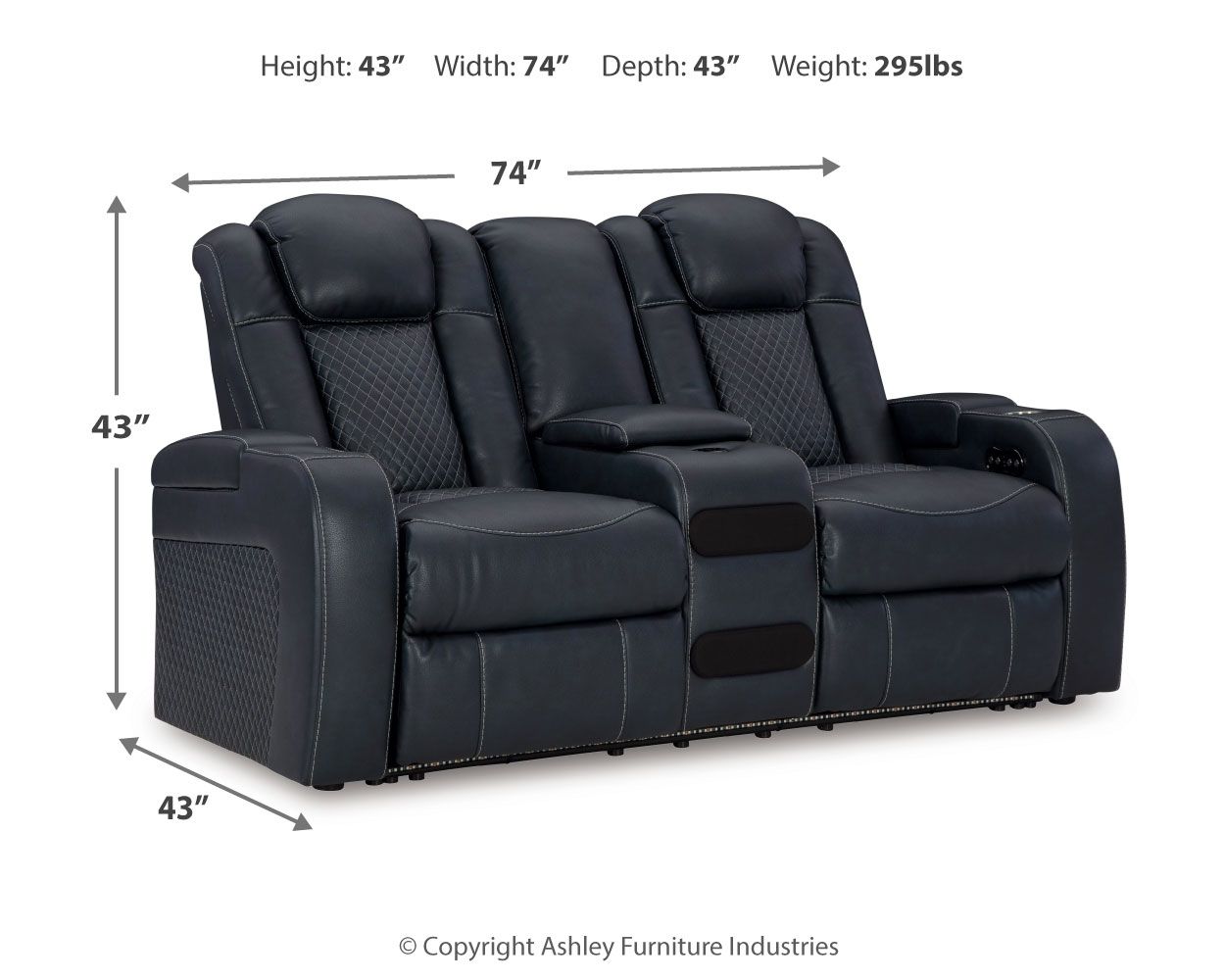 Fyne - dyme - Power Reclining Loveseat With Console/Adj Hdrst - Hornell Furniture Outlet