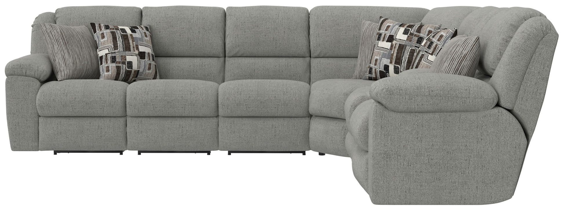 Quinn - 3 Piece Reclining Sectional With 4 Reclining Seats, Storage Arms, Storage Console With Lights, And Drop Down Table - Nature - Hornell Furniture Outlet