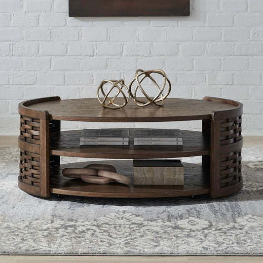 Warren Park - Oval Cocktail Table - Brown - Hornell Furniture Outlet