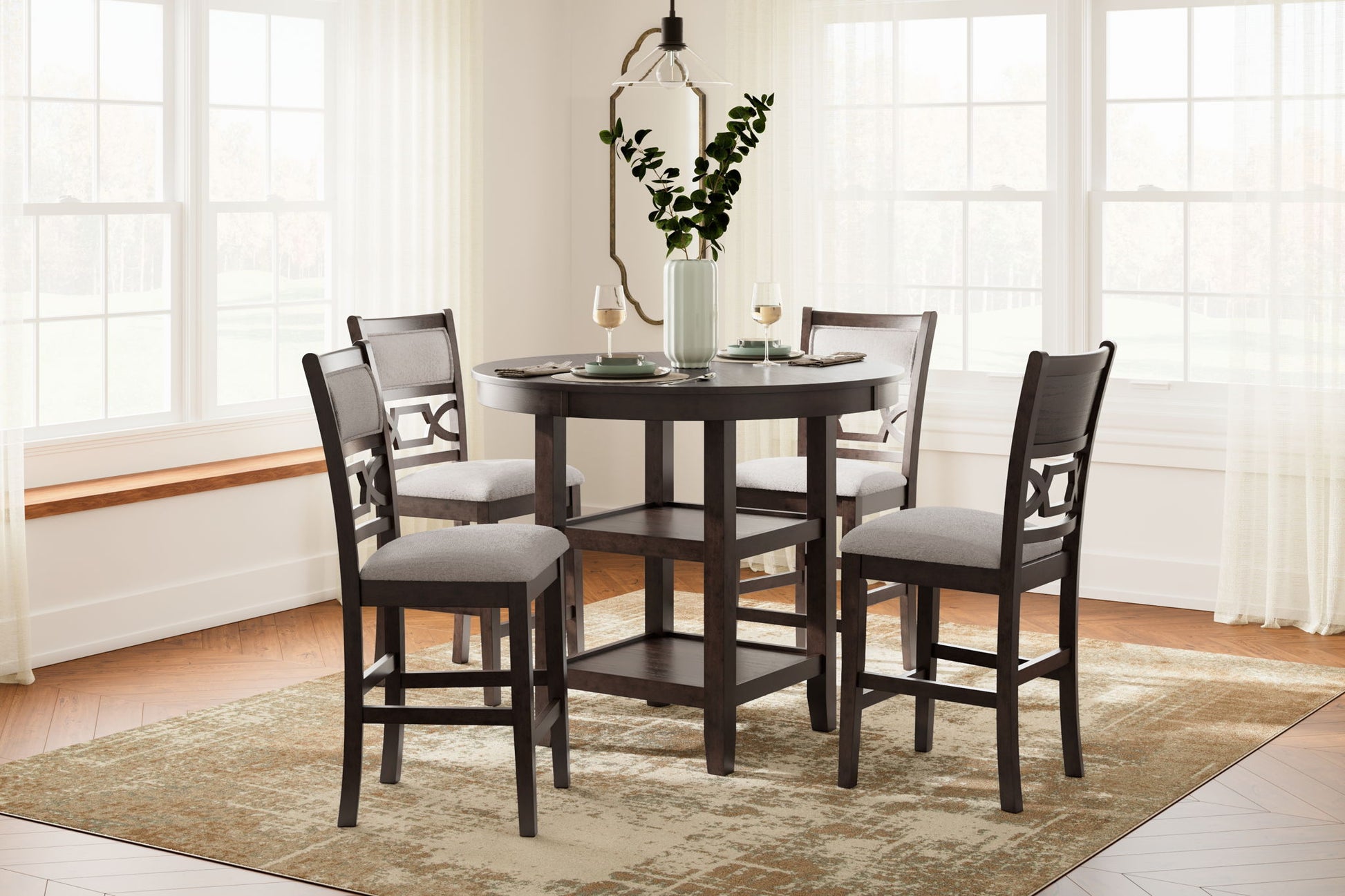 Langwest - Brown - Dining Room Counter Table Set (Set of 5) - Hornell Furniture Outlet