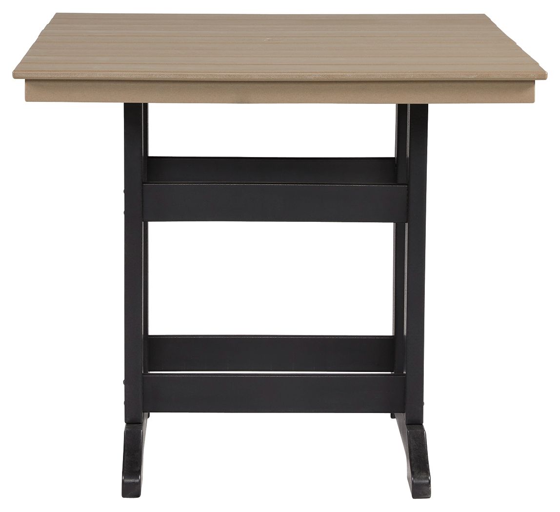 Fairen Trail - Black / Driftwood - Square Counter TBL w/Umb OPT - Hornell Furniture Outlet