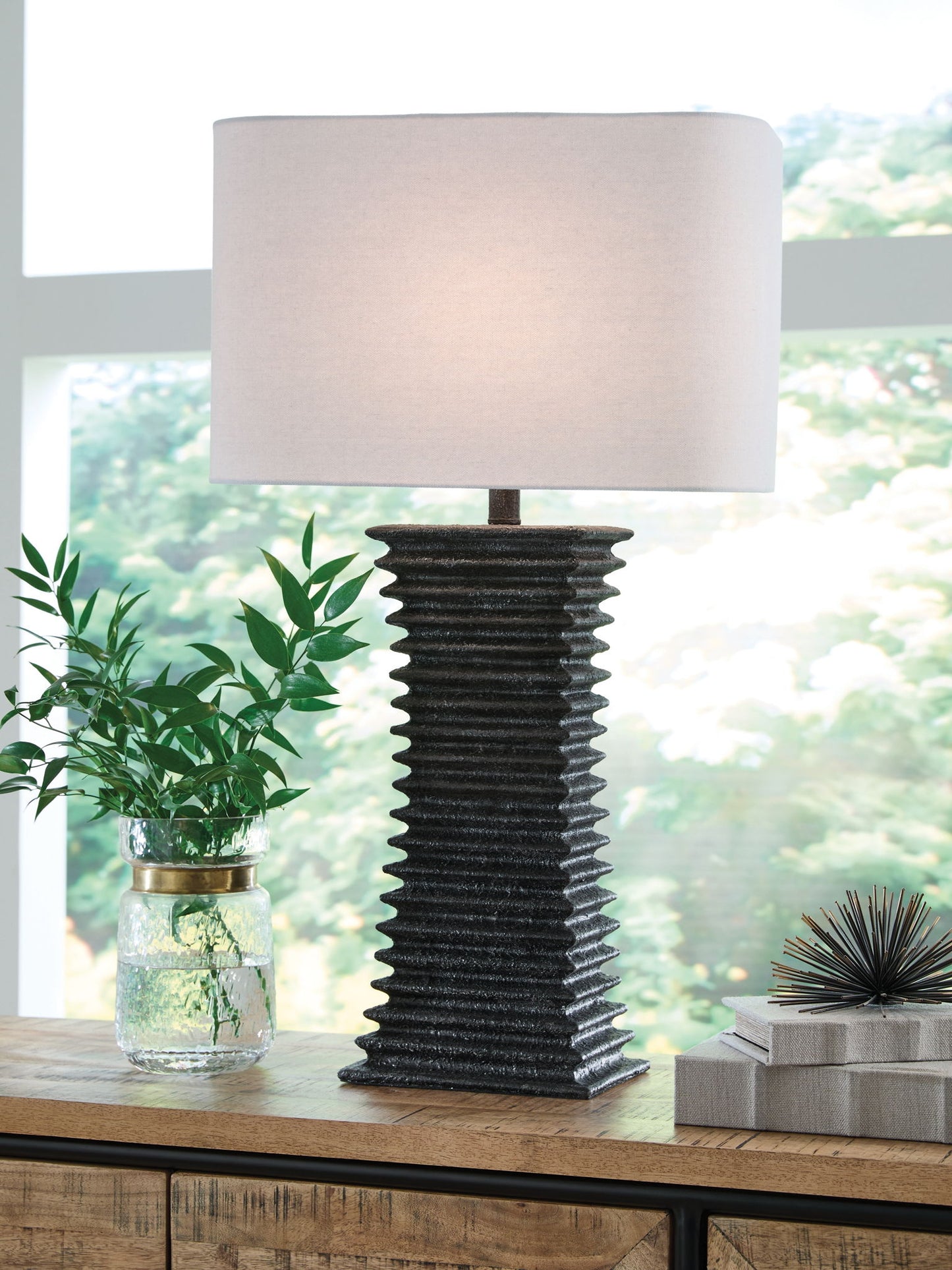 Golzar - Poly Table Lamp - Black - Hornell Furniture Outlet