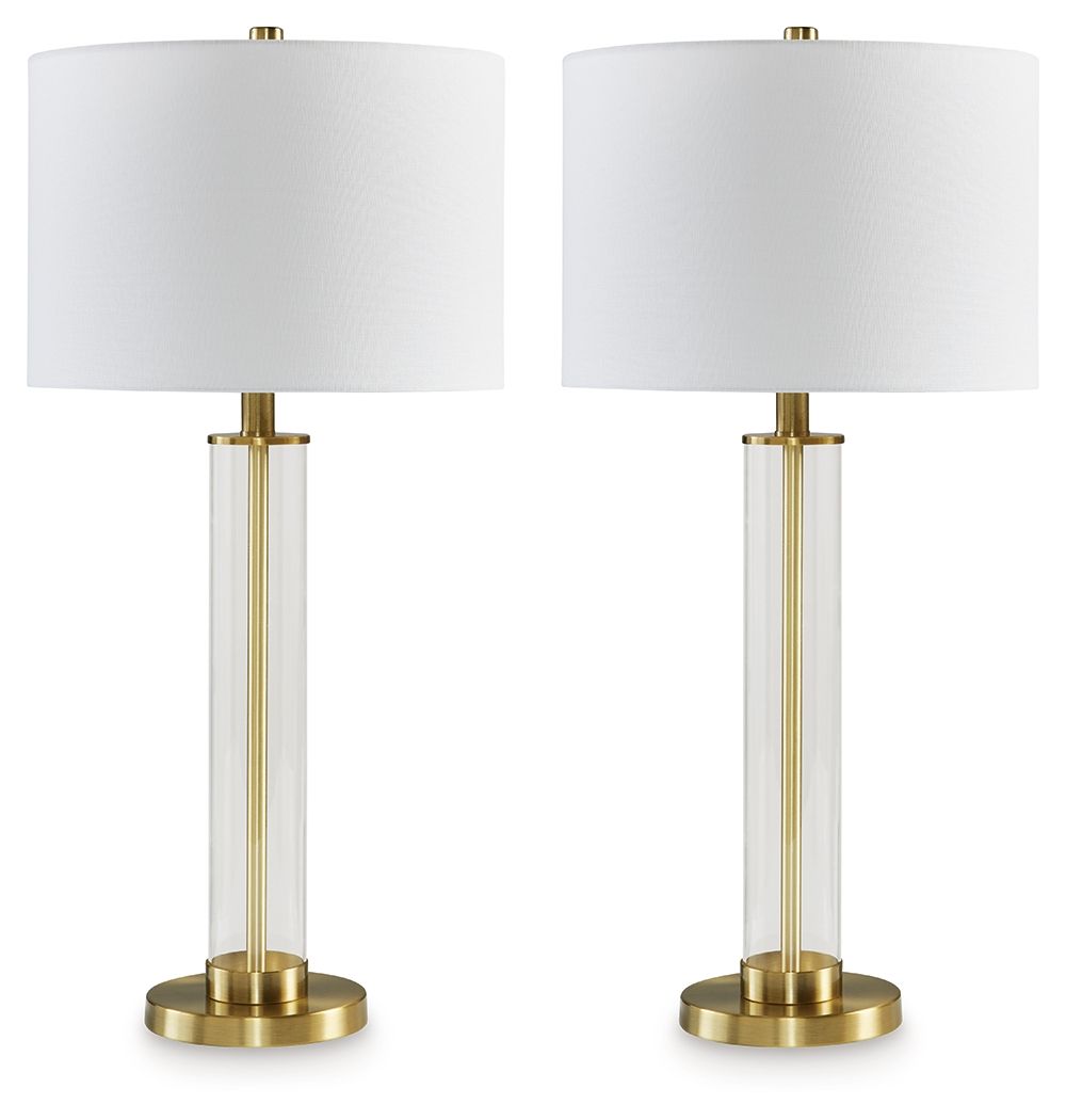 Orenman - Clear / Brass Finish - Glass Table Lamp (Set of 2) - Hornell Furniture Outlet