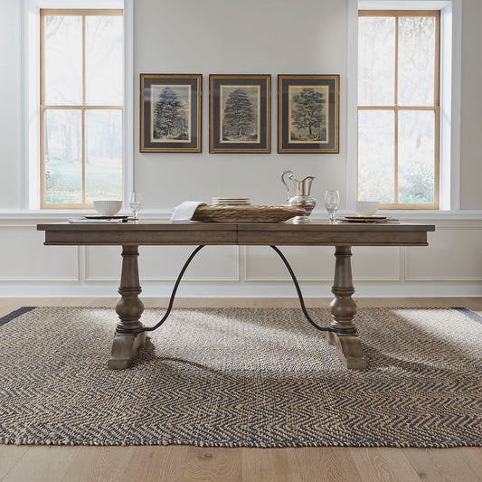 Americana Farmhouse - Trestle Table - Dark Brown - Hornell Furniture Outlet