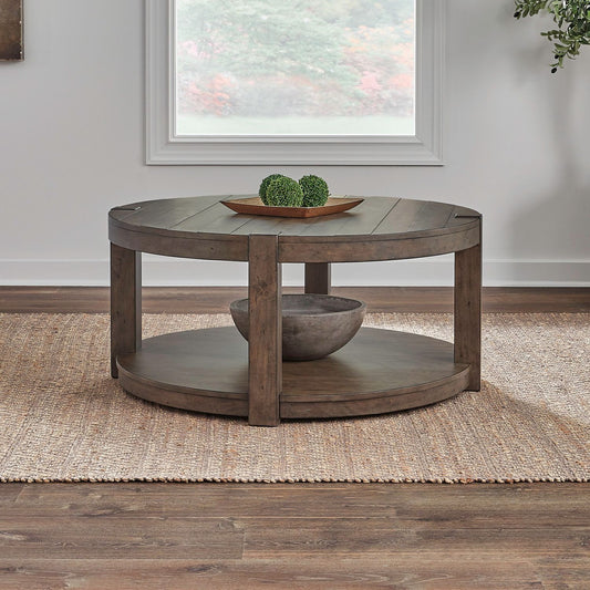 Broadmore - Round Cocktail Table - Brown - Hornell Furniture Outlet