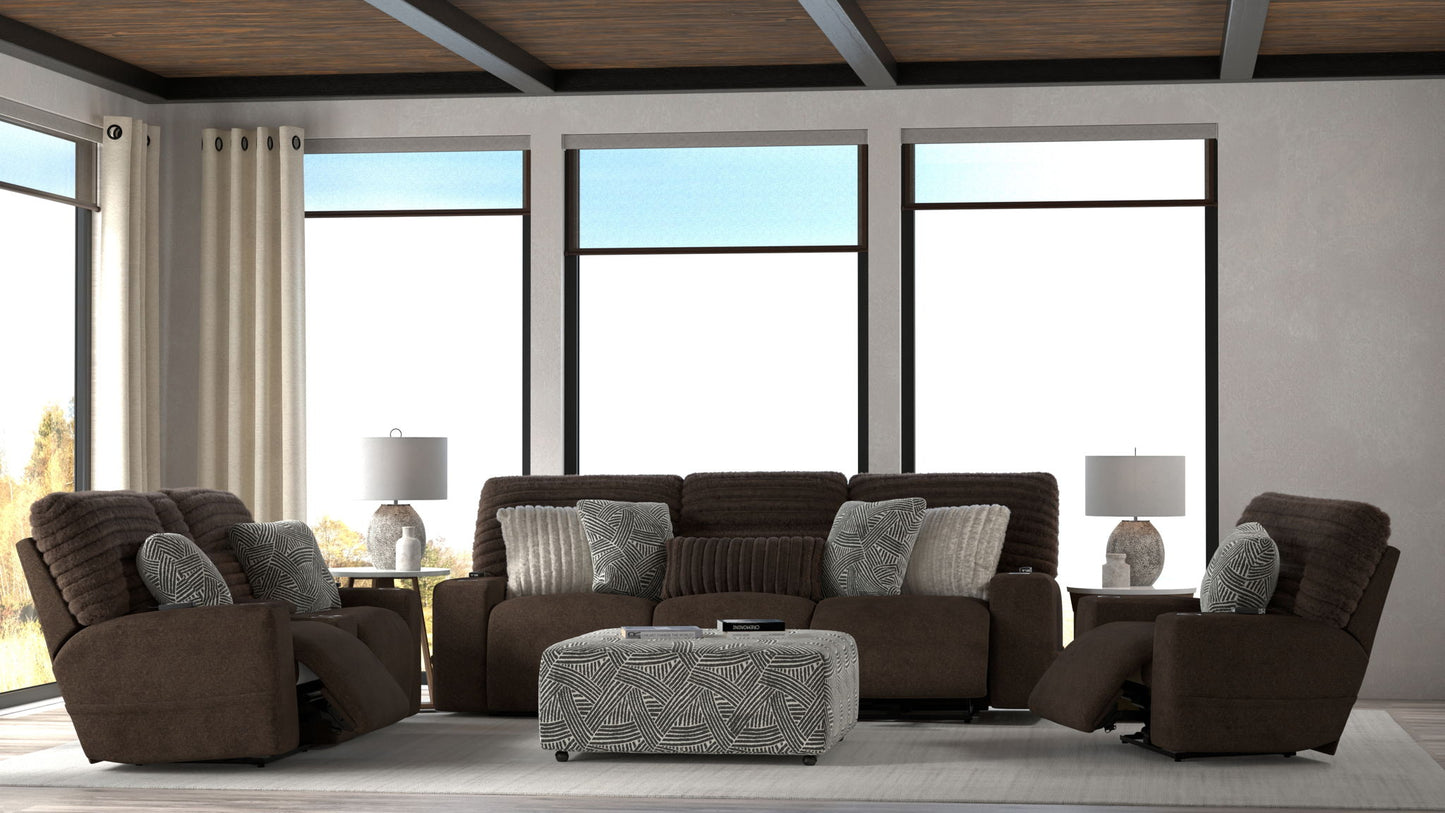 Zen - Power Reclining Sofa With CR3 Heat/Massage/Zero Gravity - Chocolate - Hornell Furniture Outlet