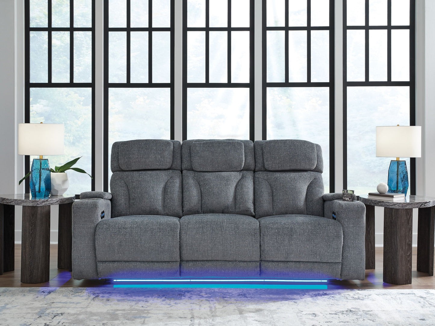 Studio Cave - Steel - Power Reclining Sofa - Hornell Furniture Outlet