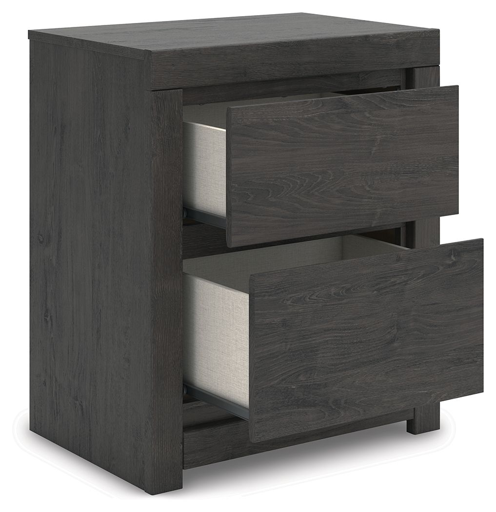 Fraluna - Charcoal - Two Drawer Night Stand - Hornell Furniture Outlet