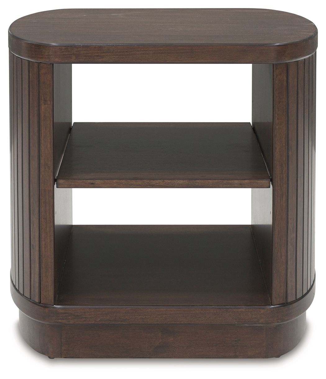 Korestone - Dark Brown - Square End Table - Hornell Furniture Outlet