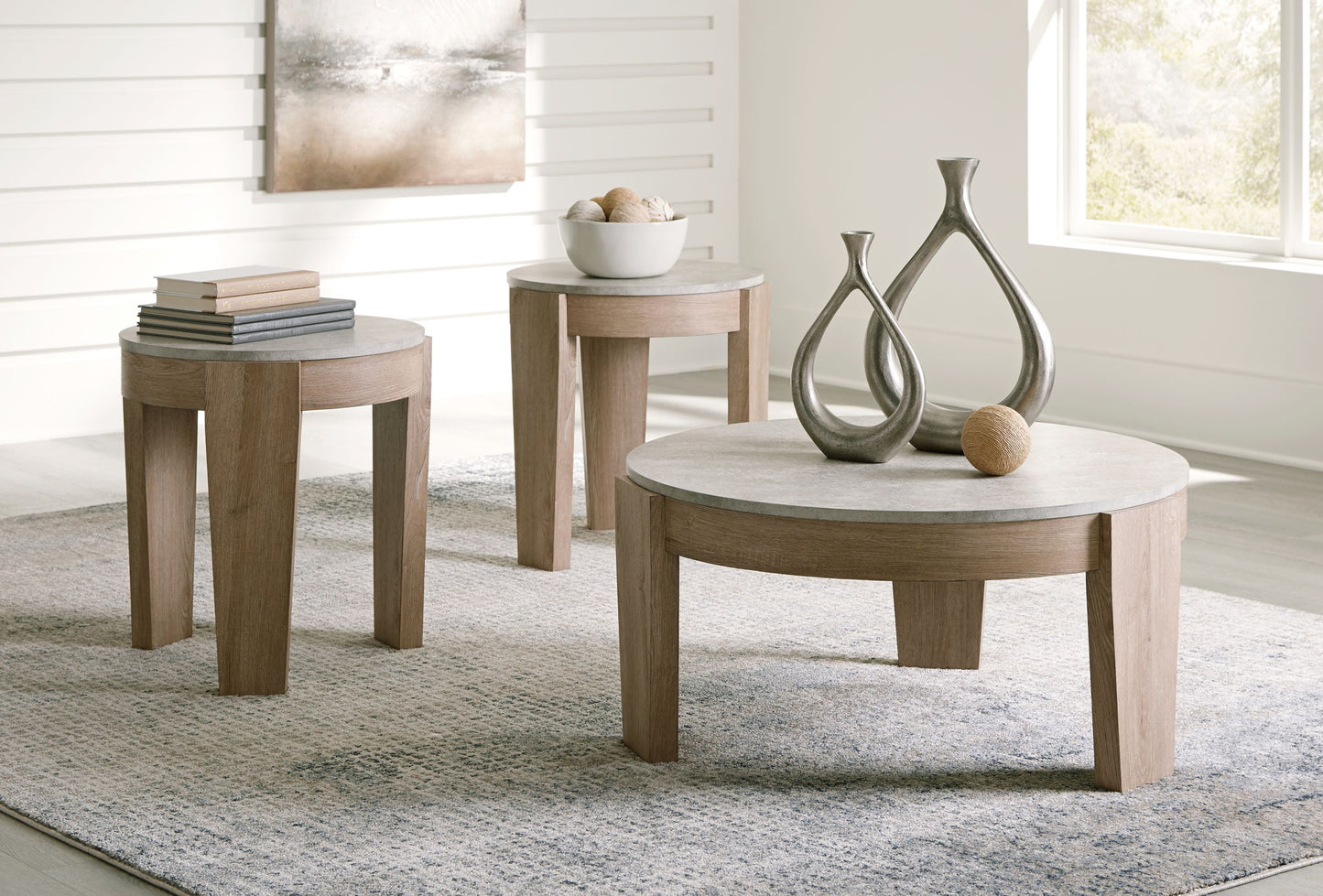 Guystone - Light Brown - Occasional Table Set (Set of 3) - Hornell Furniture Outlet