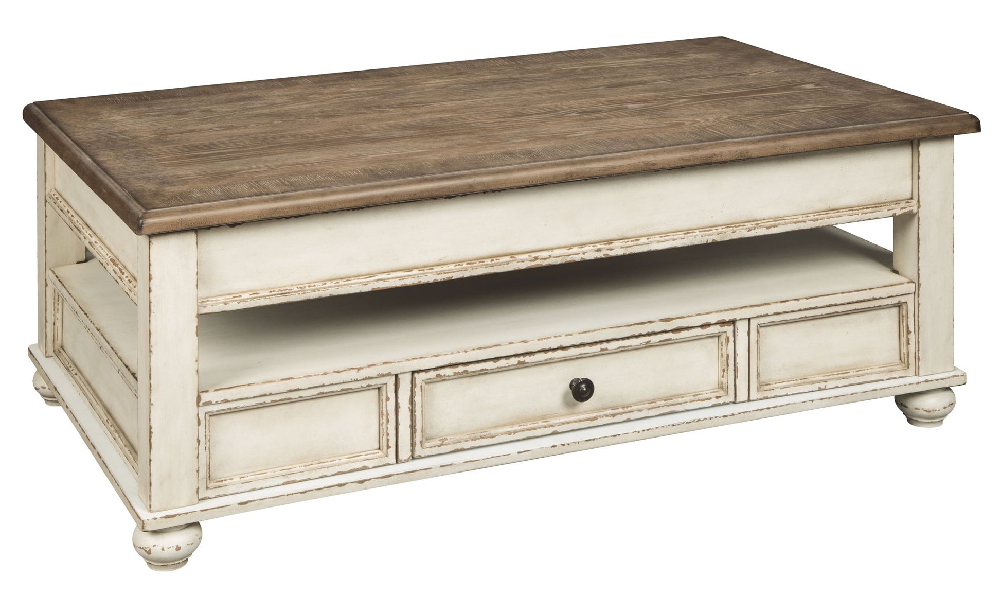 Realyn - White / Brown - Lift Top Cocktail Table - Hornell Furniture Outlet