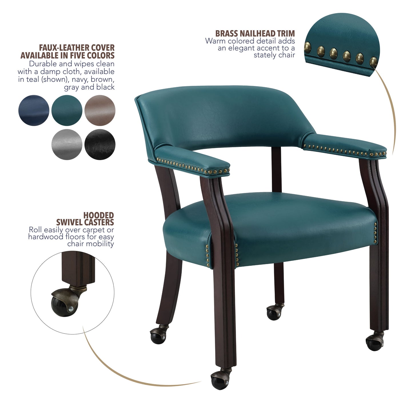 Tournament - Arm Chair With Casters - Hornell Furniture Outlet