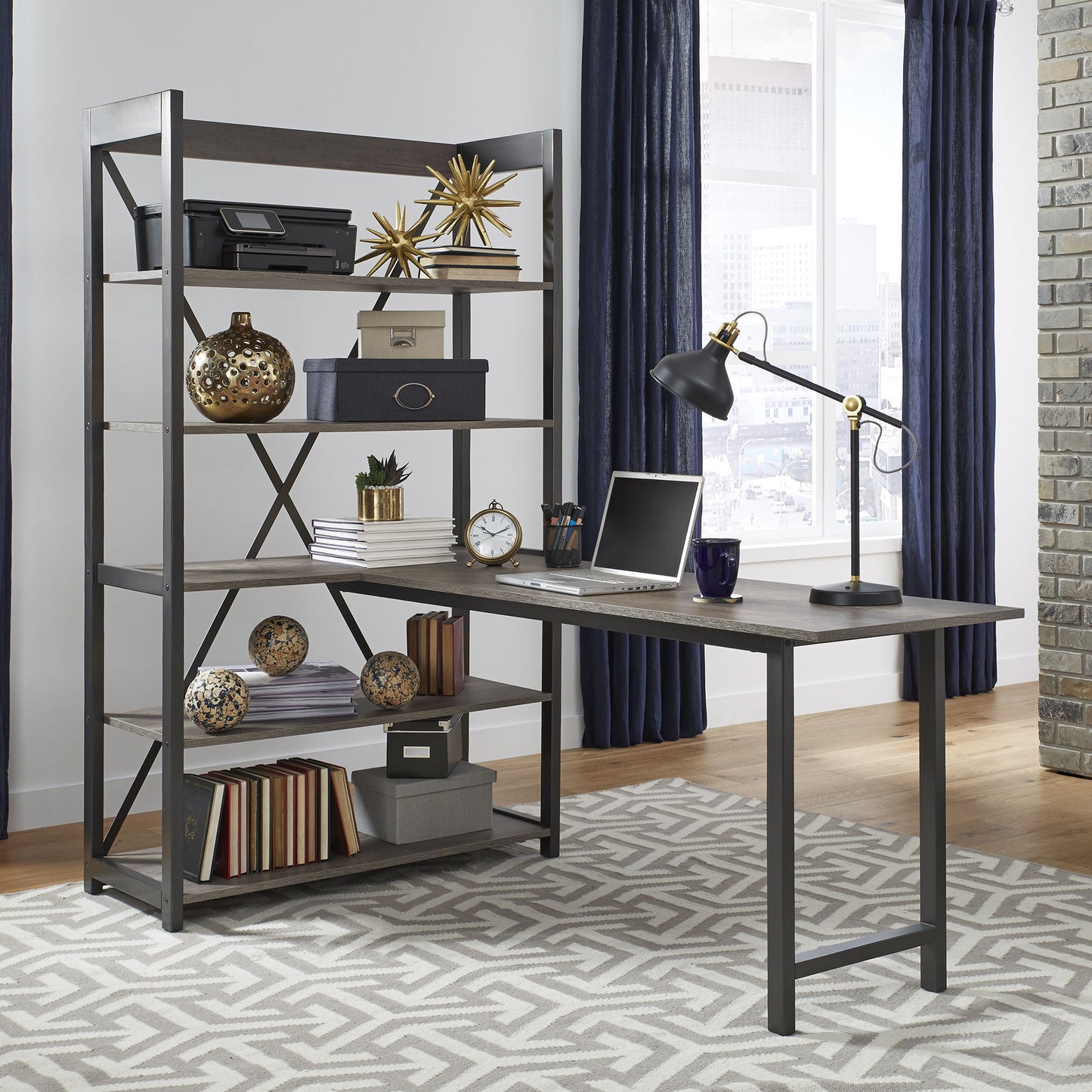 Tanners Creek - 2 Piece Home Office Set (Desk And Bookcase) - Dark Gray - Hornell Furniture Outlet