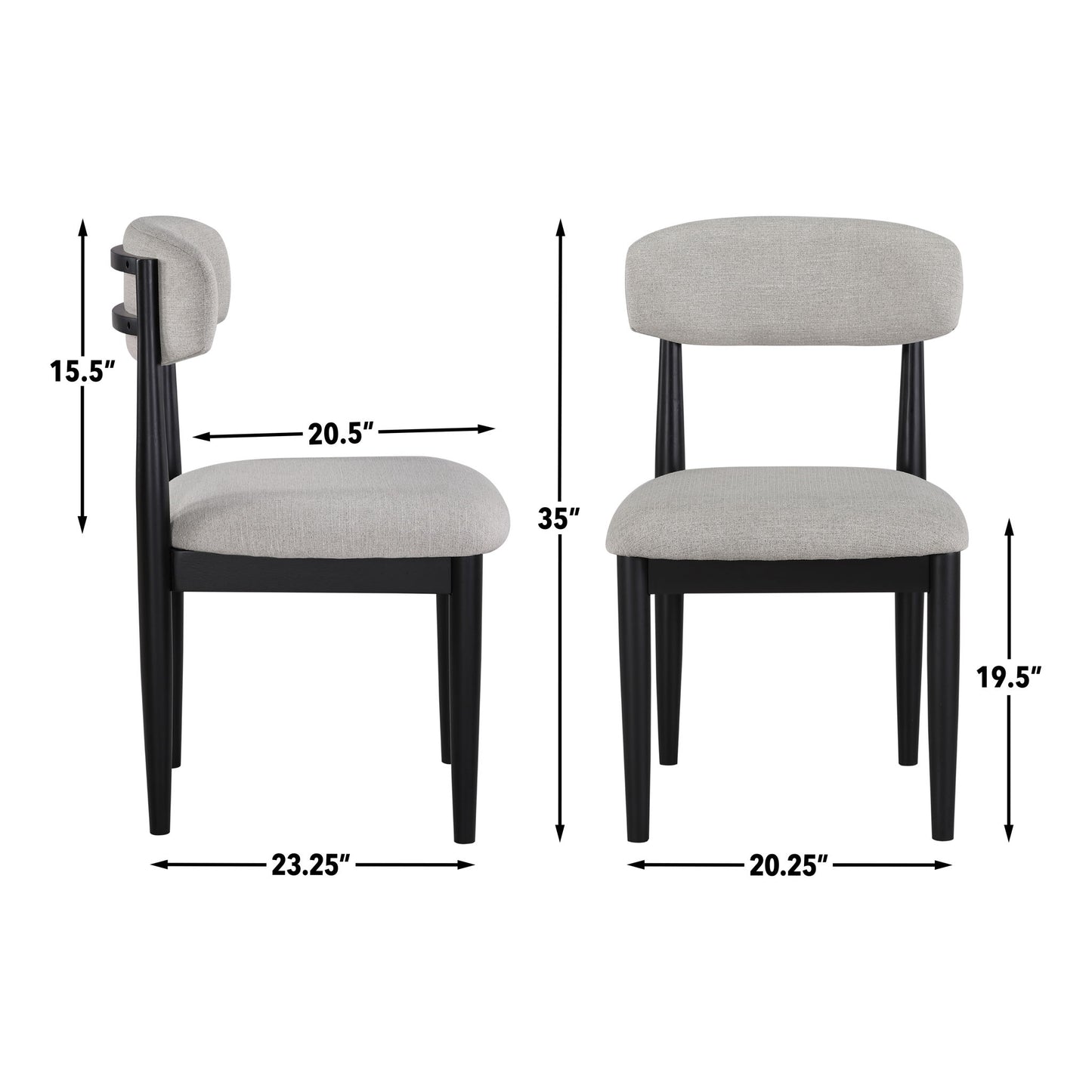 Magnolia - Upholstered Side Chair (Set of 2) - Black / Gray - Hornell Furniture Outlet
