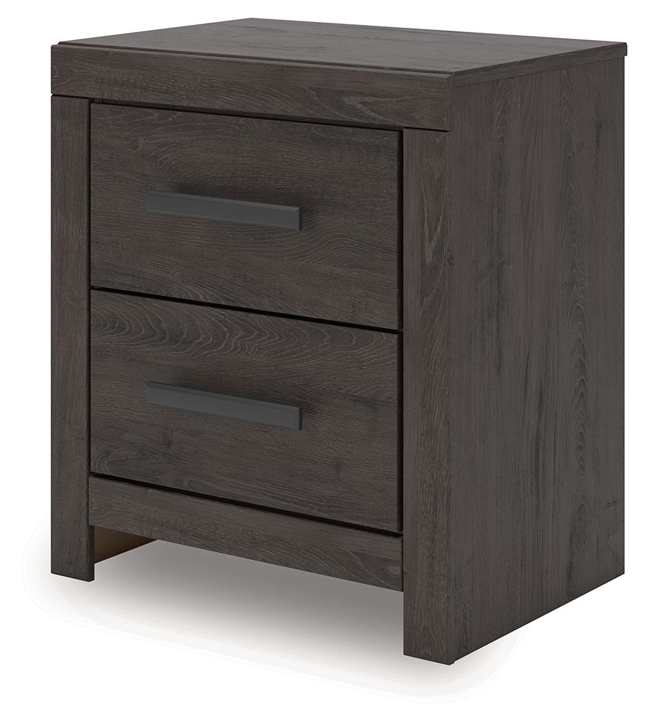 Prendonea - Charcoal - Two Drawer Night Stand - Hornell Furniture Outlet