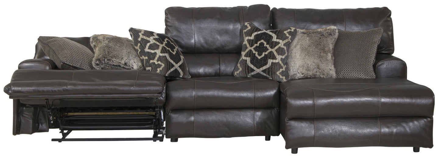 Como - 3 Piece Italian Leather Match Reclining Sectional - Hornell Furniture Outlet