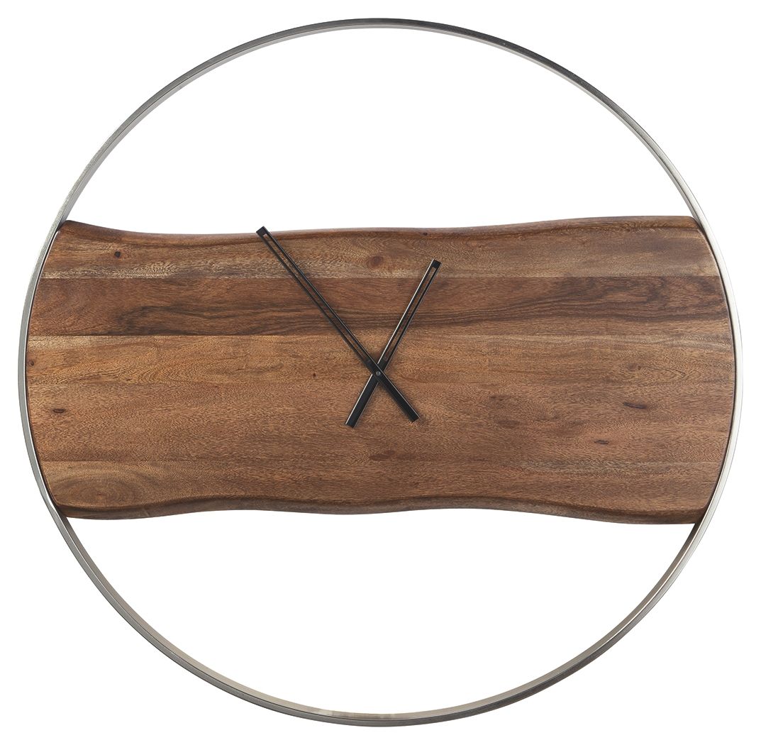 Panchali - Brown / Silver Finish - Wall Clock - Hornell Furniture Outlet