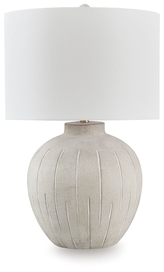 Calbert - Warm Gray - Poly Table Lamp - Hornell Furniture Outlet