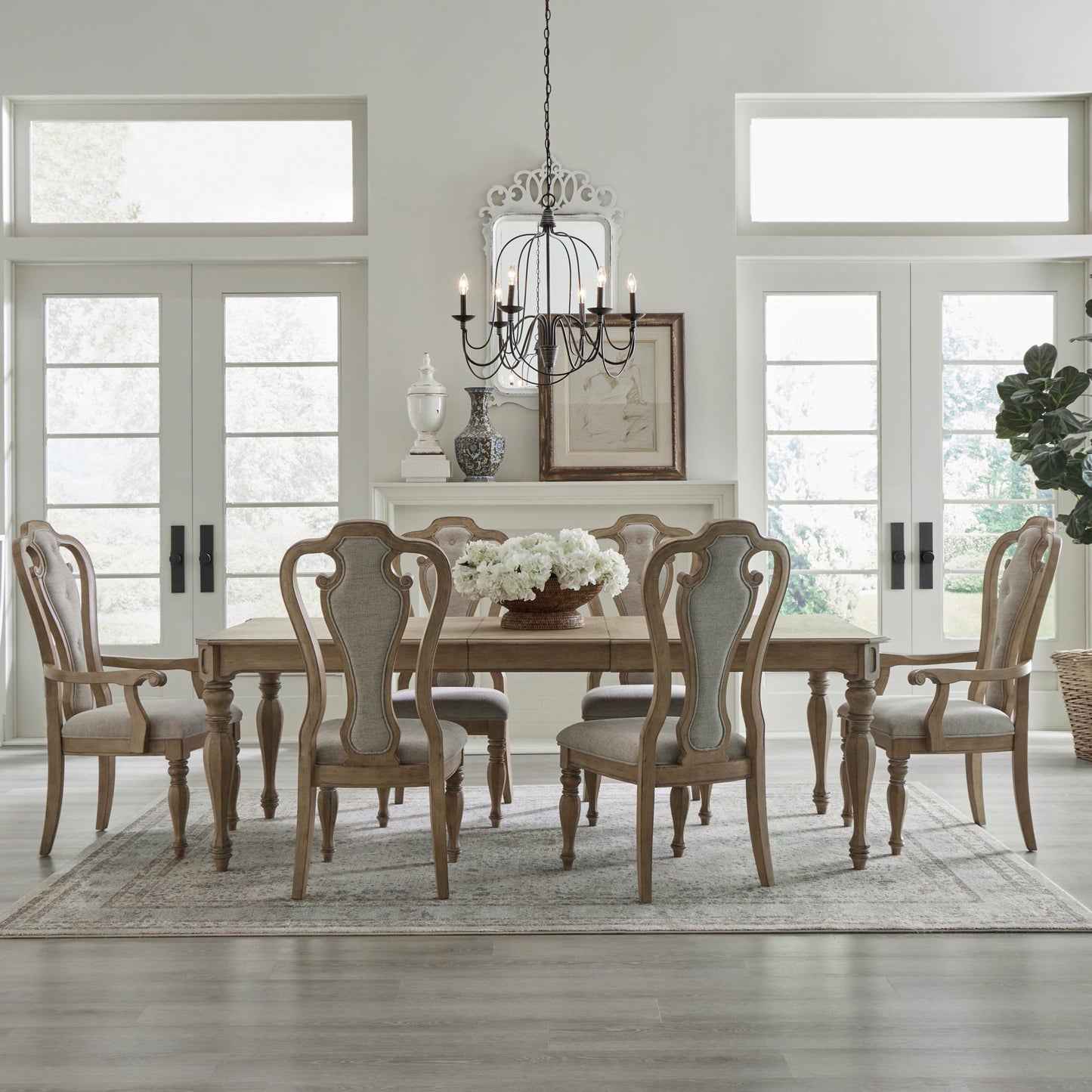 Magnolia Manor - Pedestal Table Set With Upholstered Chairs - Hornell Furniture Outlet