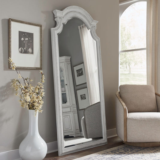 Magnolia Manor - Floor Mirror - White - Hornell Furniture Outlet
