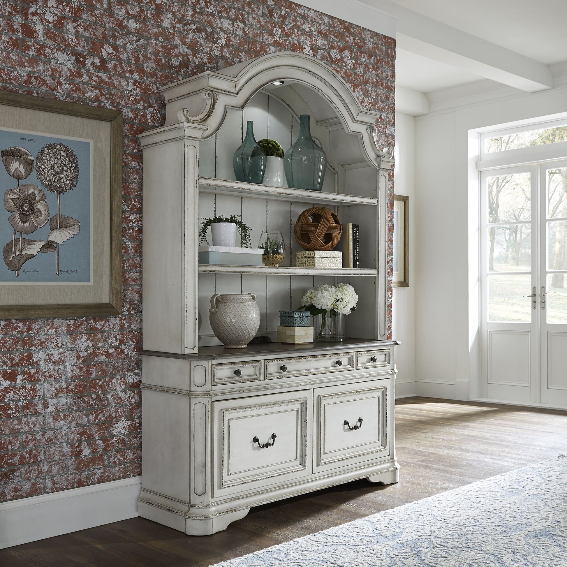 Magnolia Manor - Credenza - Antique White - Hornell Furniture Outlet