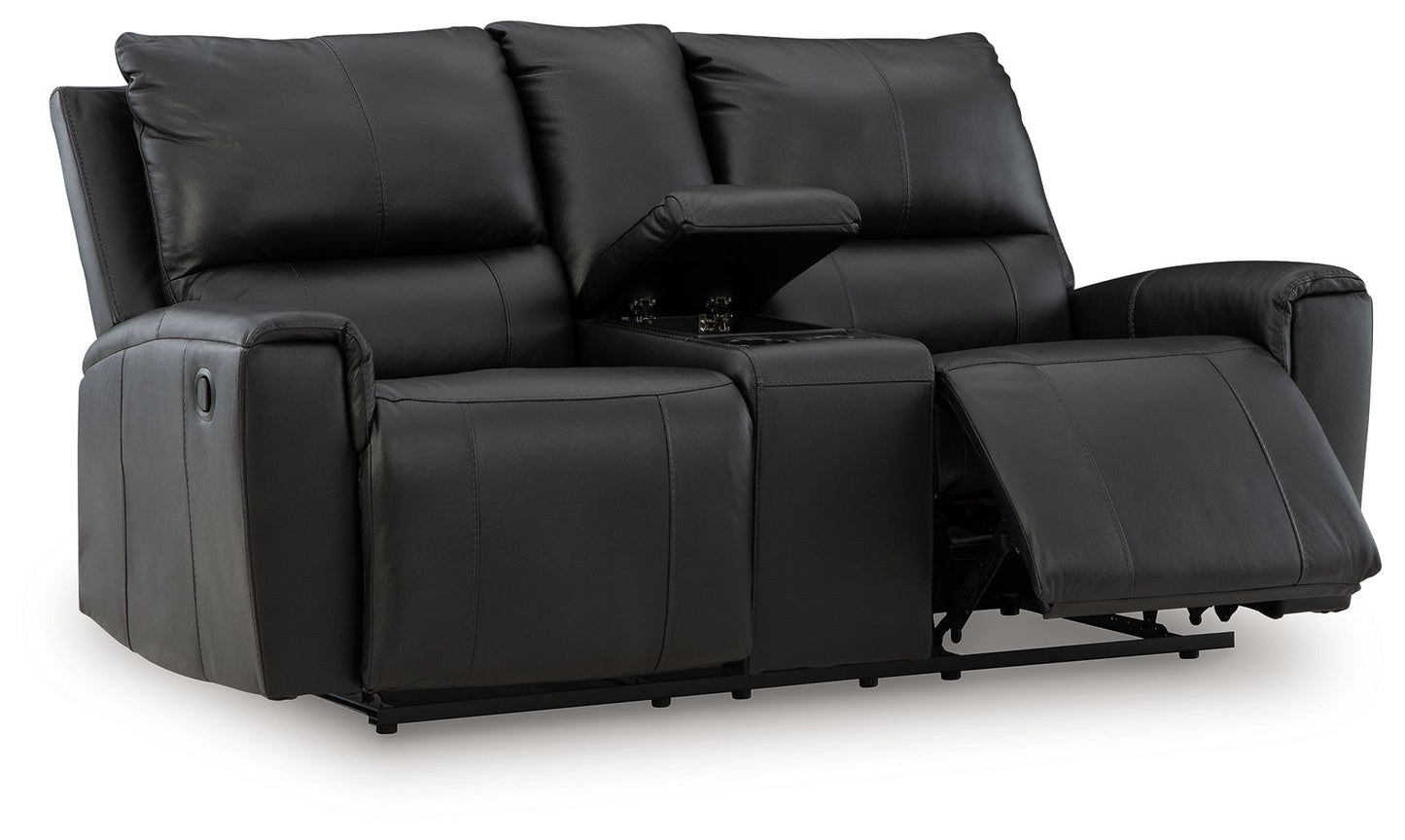 Glossmore - Black - Reclining Loveseat With Console - Hornell Furniture Outlet