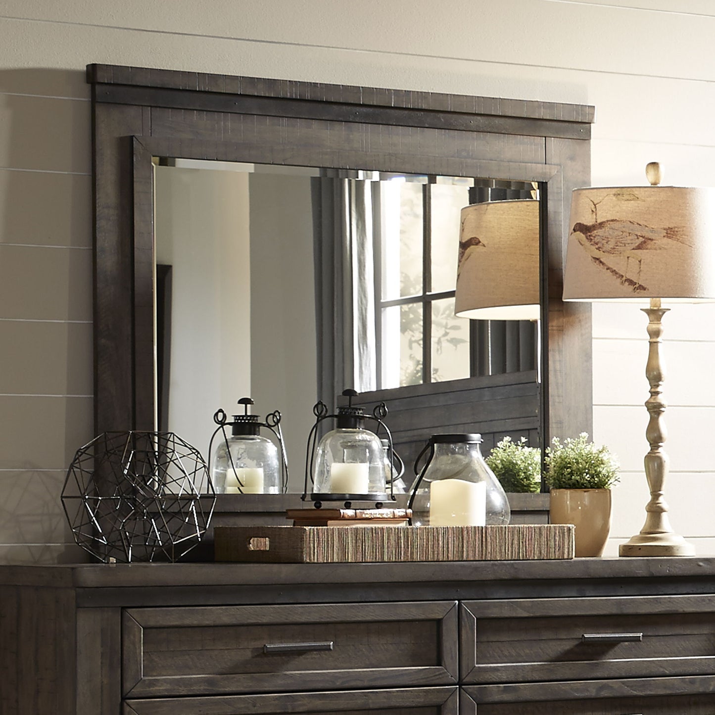 Thornwood Hills - Mirror - Dark Brown - Metal Strip Accents - Hornell Furniture Outlet