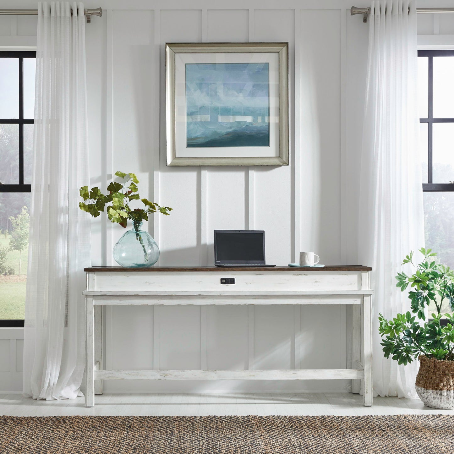 River Place - Console Bar Table - White - Hornell Furniture Outlet