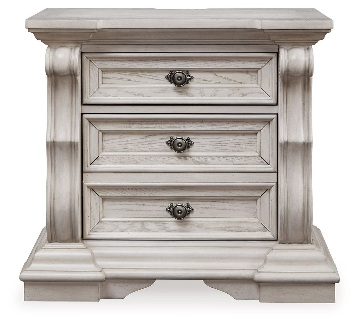 Bruchandi - Antique White - Three Drawer Night Stand - Hornell Furniture Outlet
