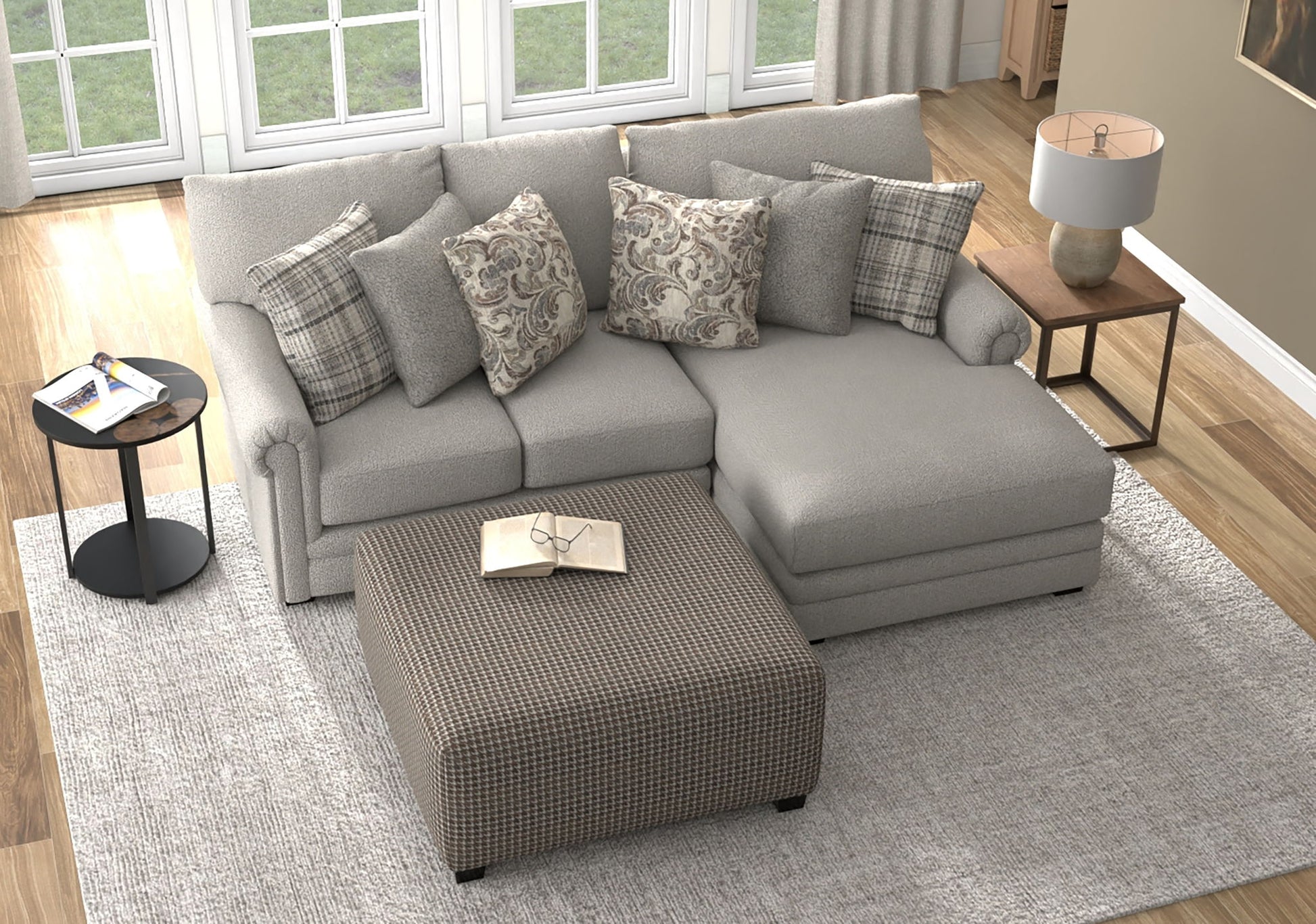 Livingston - Sectional With Comfort Coil Seating, 40" Cocktail Ottoman And Accent Pillows Included - Hornell Furniture Outlet