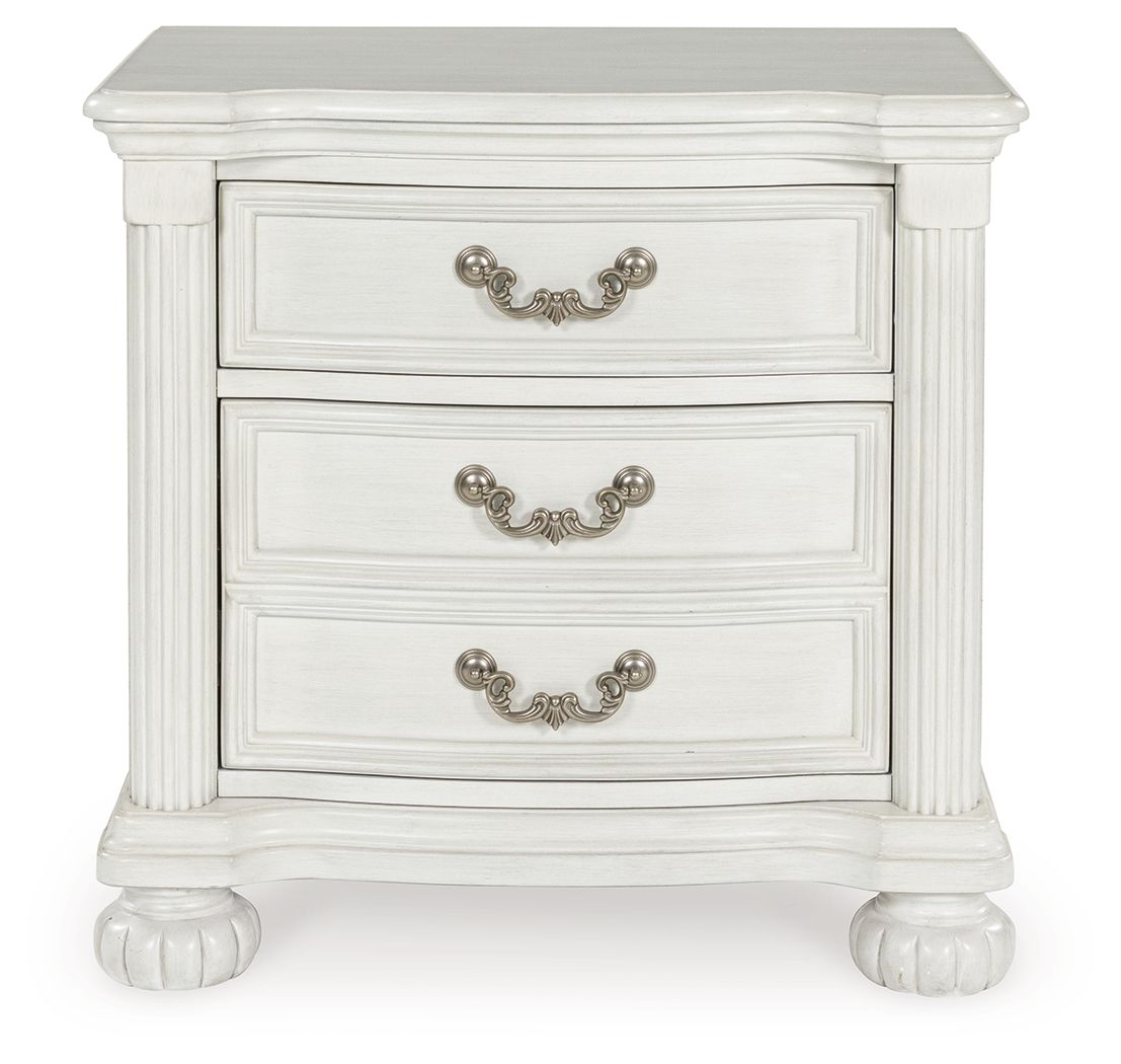 Montelaine - Antique White - Three Drawer Night Stand - Hornell Furniture Outlet