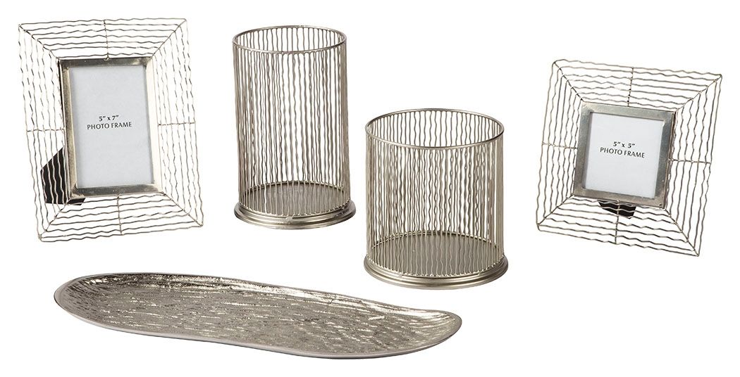 Dympna - Silver Finish - Accessory Set (Set of 5) - Hornell Furniture Outlet